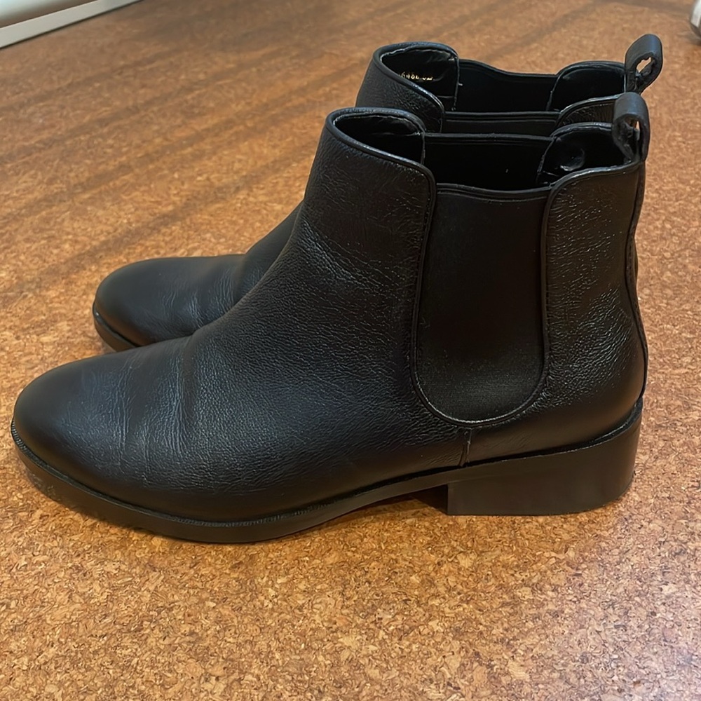 Cole Haan Black Ankle Boots, Black Leather Slip On Boots